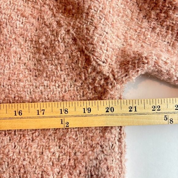 Duster Sweater M Wool Womens Nautral Pink Knit Open Front Cottagecore Hand knit - Picture 11 of 16